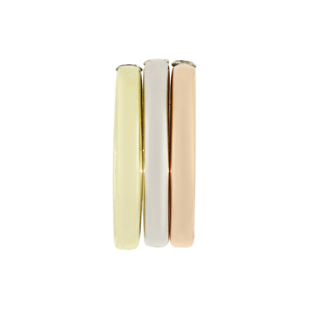 14k Tri Color Gold 0.15ctw Diamond Stackable Ring Set