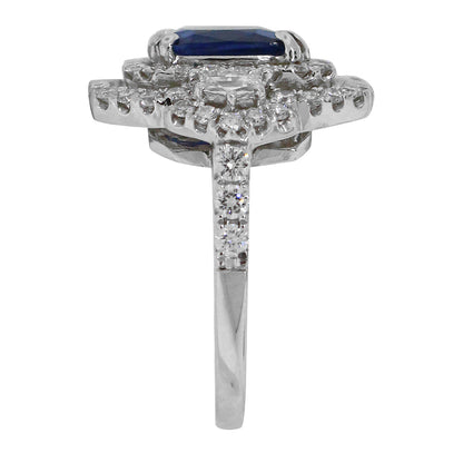 18k White Gold 2.65ct Synthetic Sapphire and 1.50ctw Diamond Ring