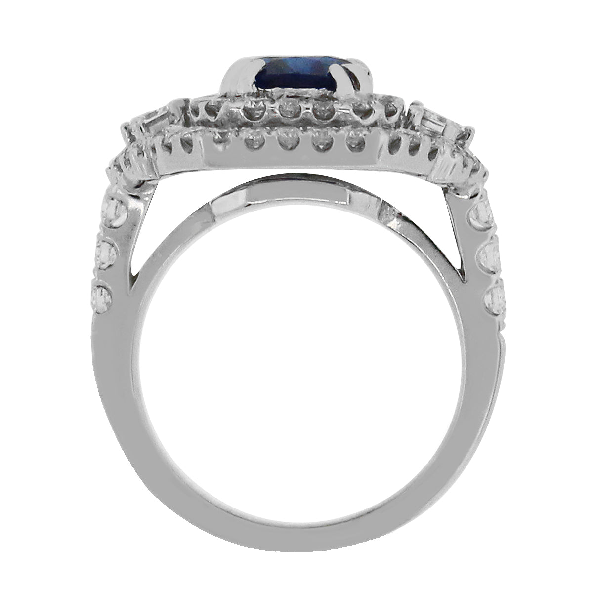 18k White Gold 2.65ct Synthetic Sapphire and 1.50ctw Diamond Ring