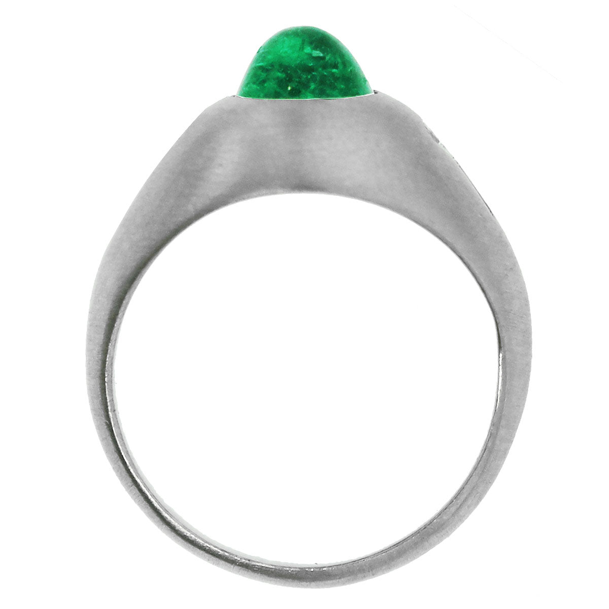 Platinum 1.50ct Emerald Cabochon and 0.30ctw Diamond Ring