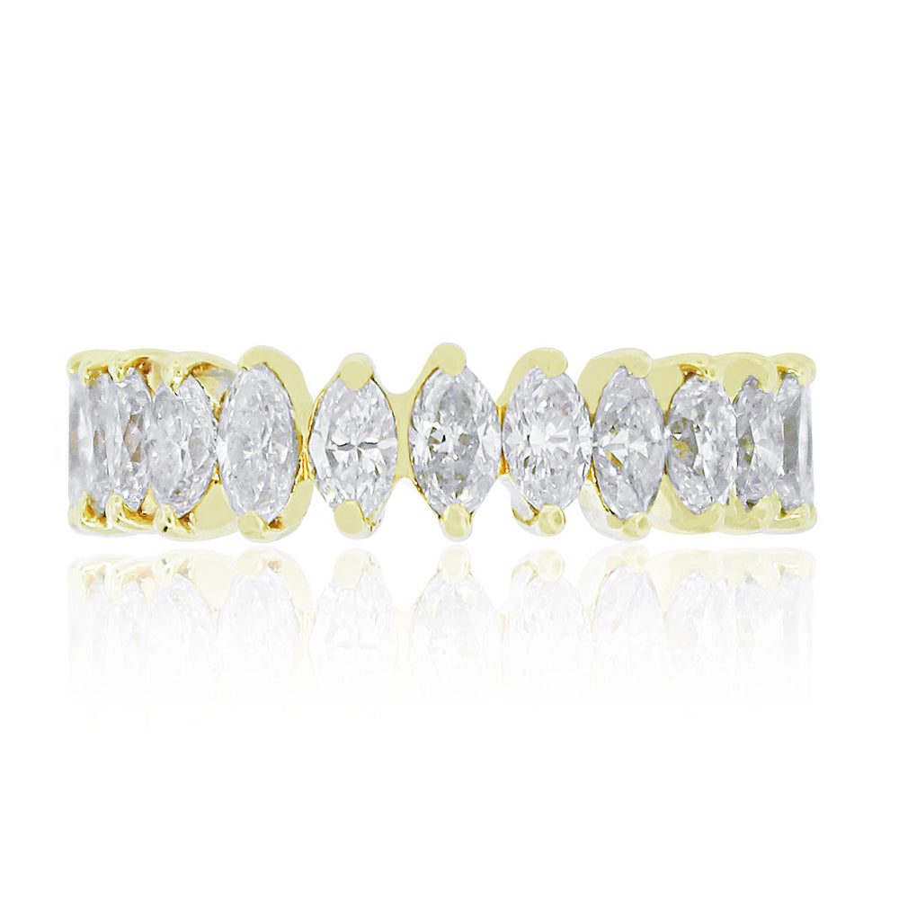 18k Yellow Gold 3.50ctw Natural Marquise Diamond Eternity Band