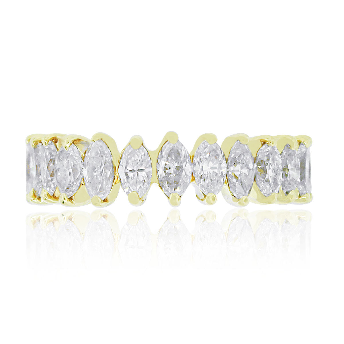 18k Yellow Gold 3.50ctw Natural Marquise Diamond Eternity Band