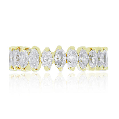 18k Yellow Gold 3.50ctw Natural Marquise Diamond Eternity Band
