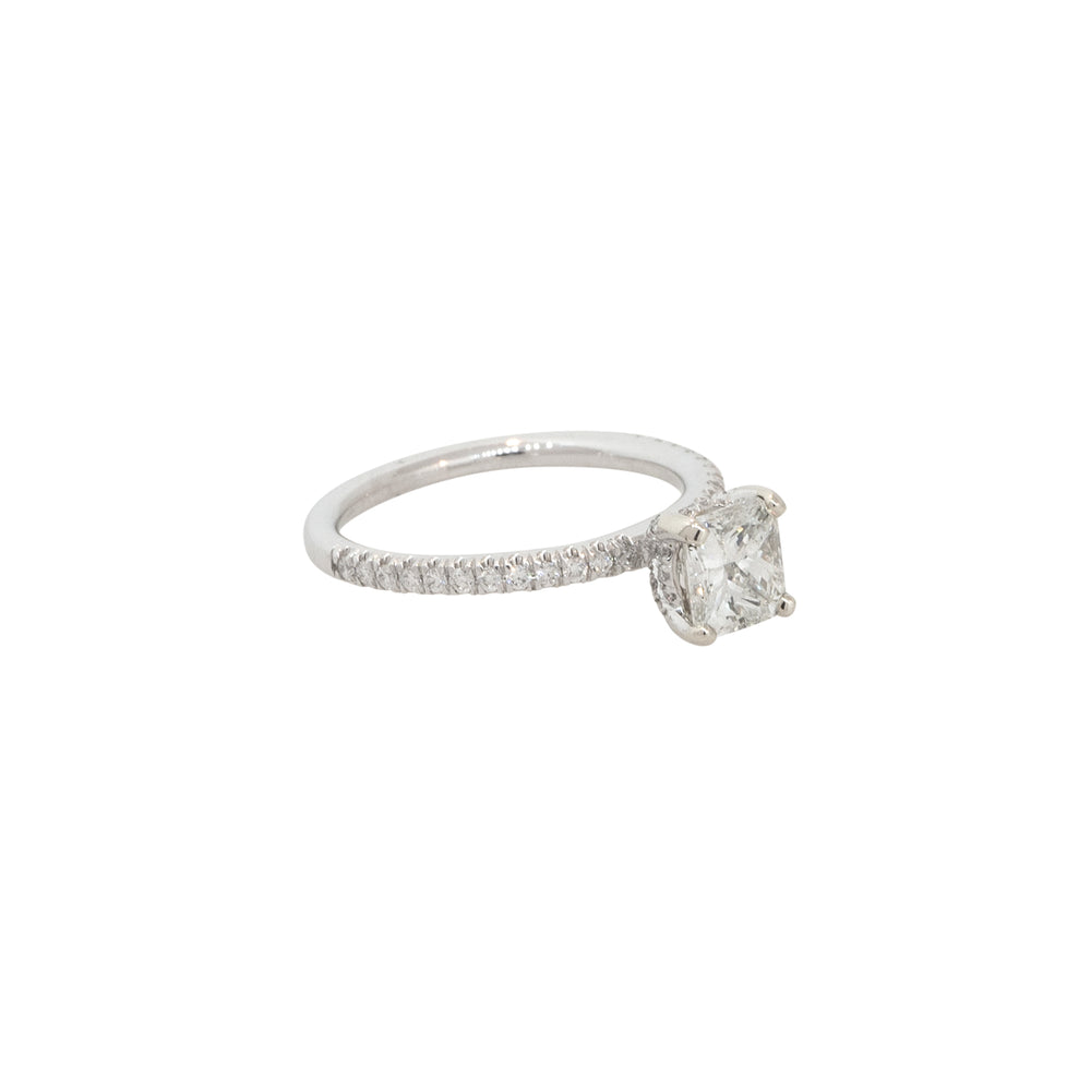 GIA Certified 14k White Gold 1.32ctw Radiant Cut Diamond Engagement Ring