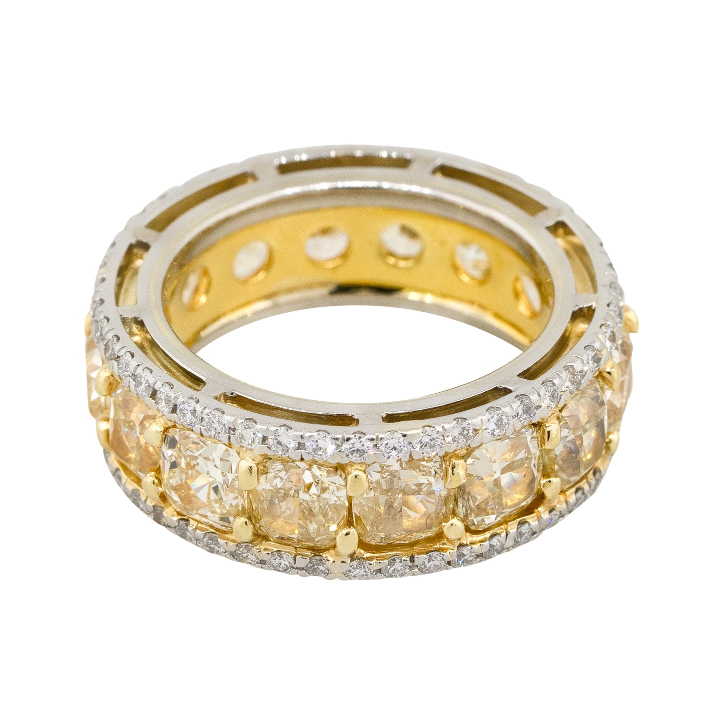 Two Tone 10.34ctw Radiant & Round Brilliant Diamond Eternity Band