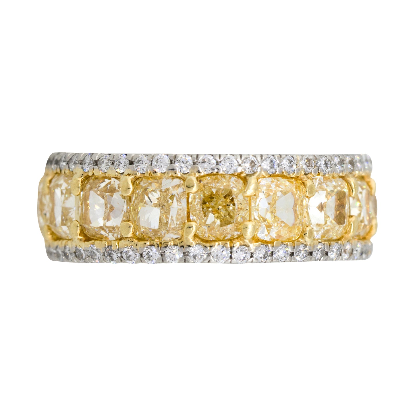 Two Tone 10.34ctw Radiant & Round Brilliant Diamond Eternity Band