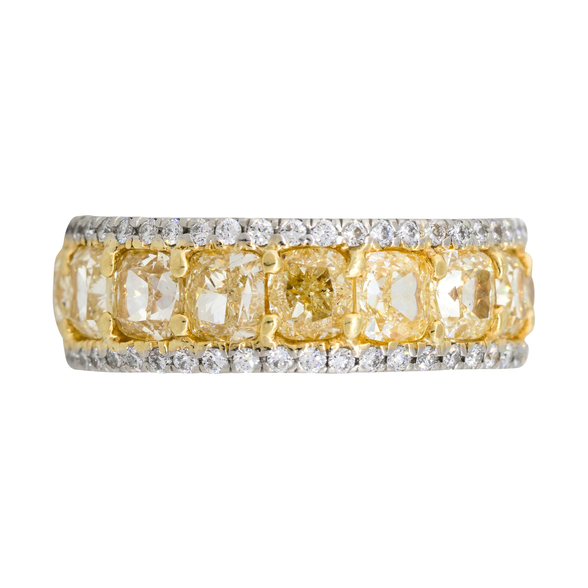 Two Tone 10.34ctw Radiant & Round Brilliant Diamond Eternity Band