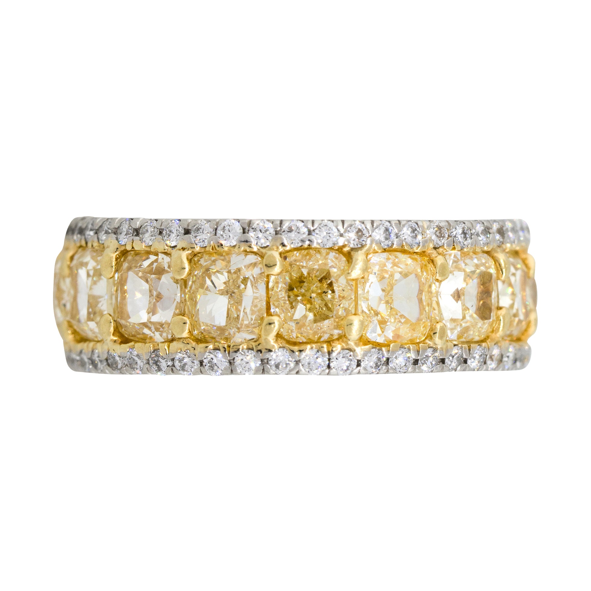 Two Tone 10.34ctw Radiant & Round Brilliant Diamond Eternity Band