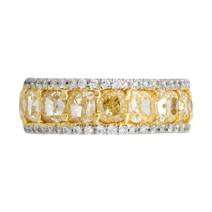 Two Tone 10.34ctw Radiant & Round Brilliant Diamond Eternity Band
