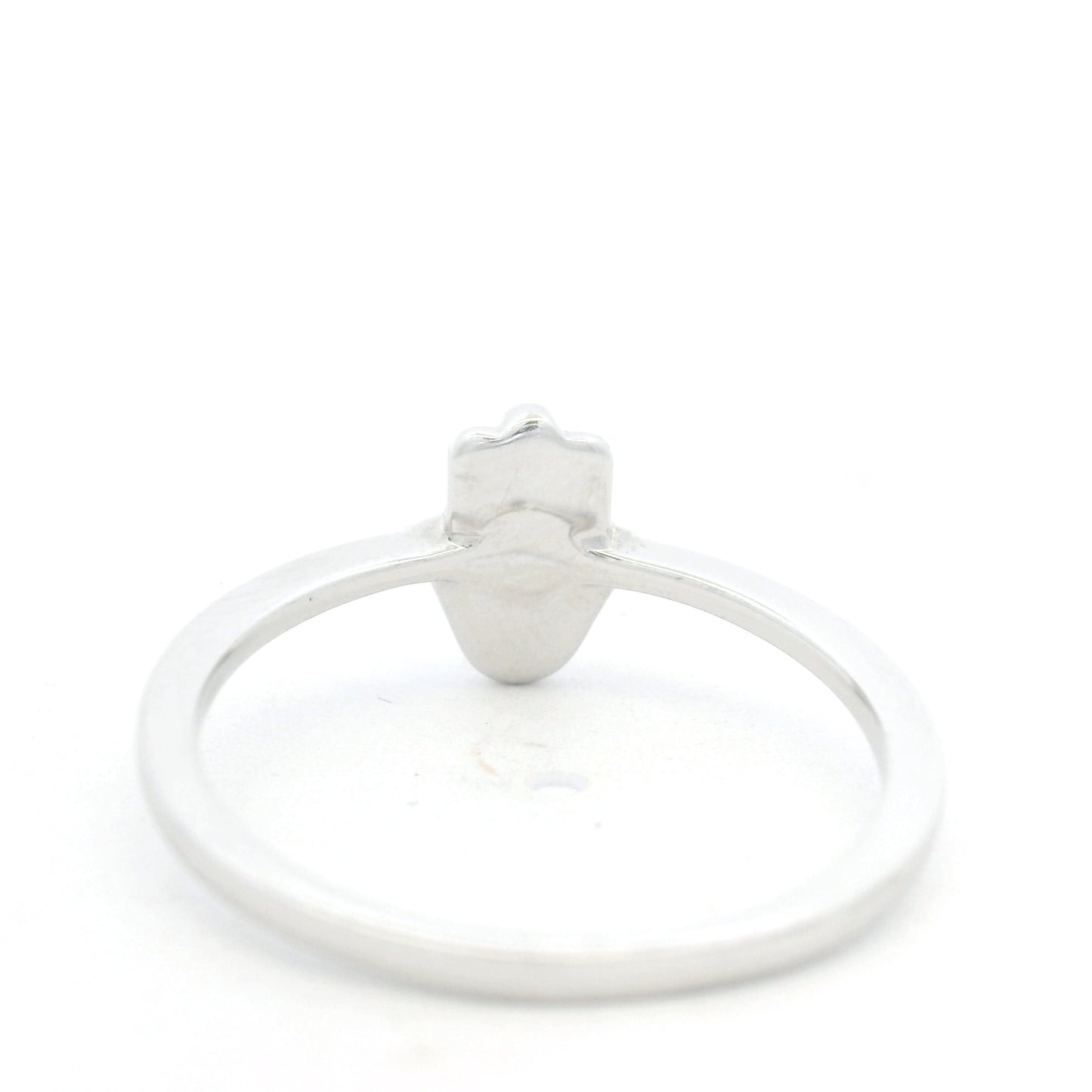 14K White Gold Natural Round Diamond Pave Hamsa Ring