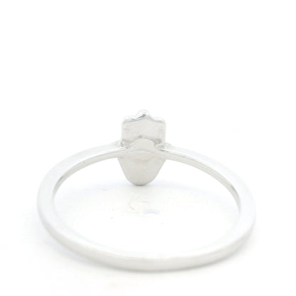 14K White Gold Natural Round Diamond Pave Hamsa Ring