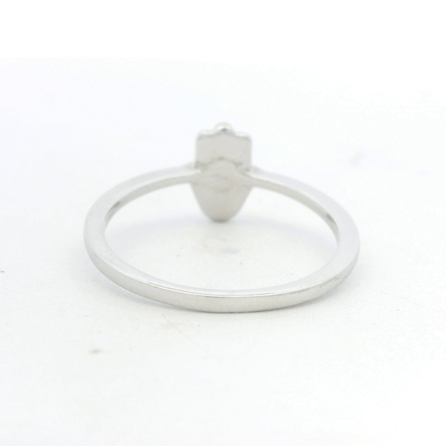 14K White Gold Natural Round Diamond Pave Hamsa Ring