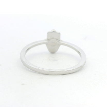 14K White Gold Natural Round Diamond Pave Hamsa Ring
