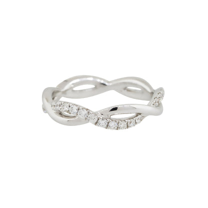 18k White Gold 0.60ctw Round Diamond Twisted Band Ring