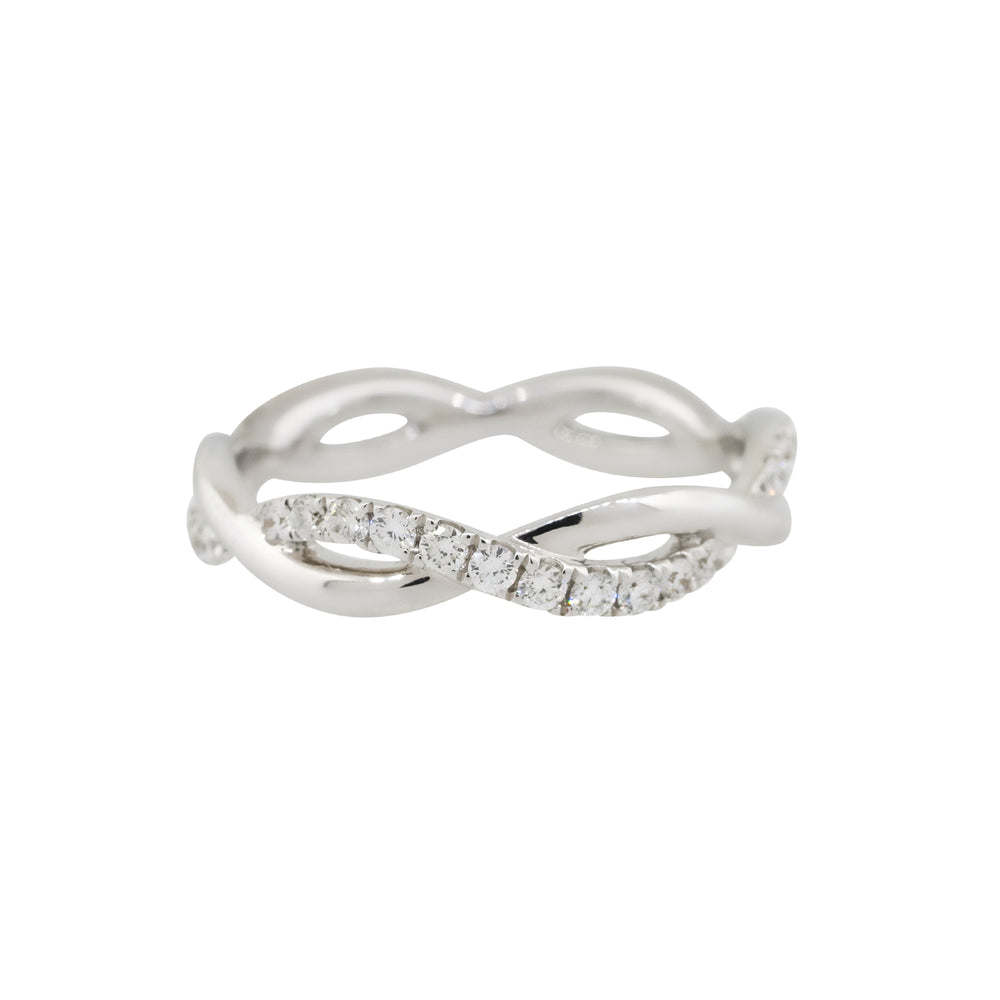 18k White Gold 0.60ctw Round Diamond Twisted Band Ring