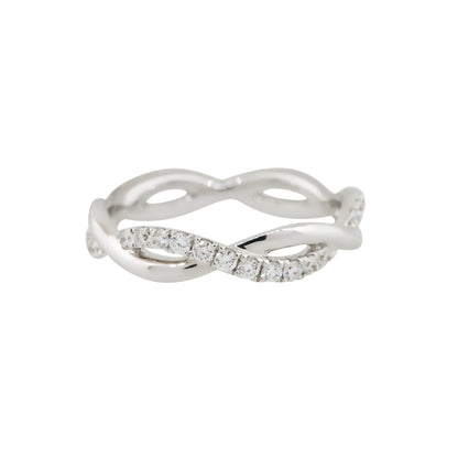 18k White Gold 0.60ctw Round Diamond Twisted Band Ring