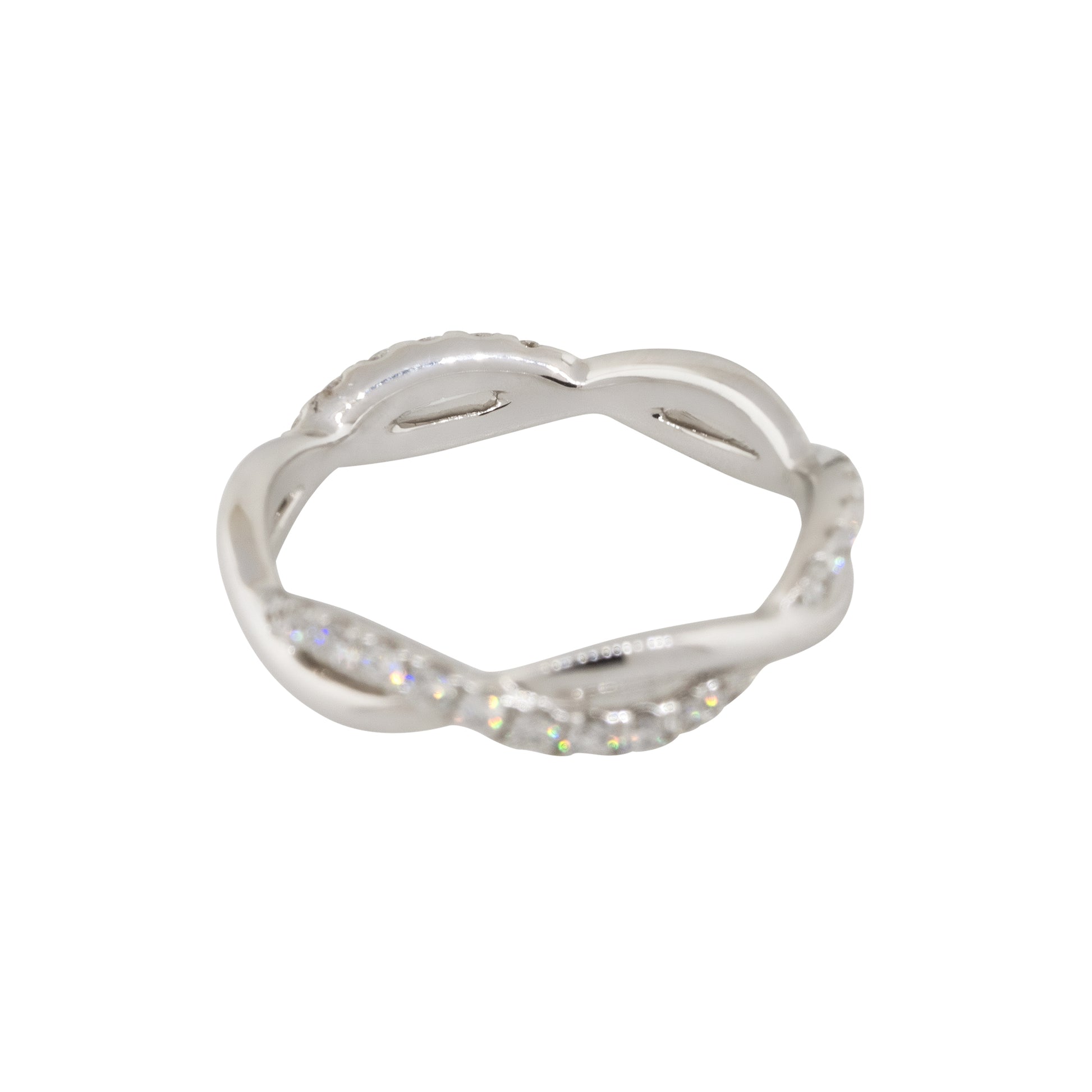 18k White Gold 0.60ctw Round Diamond Twisted Band Ring