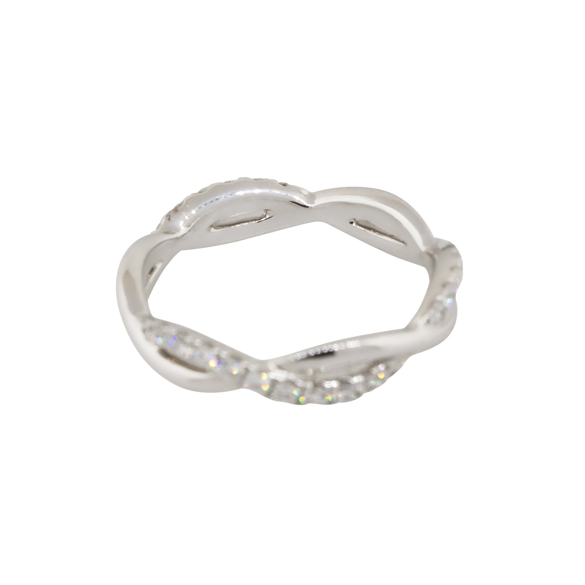 18k White Gold 0.60ctw Round Diamond Twisted Band Ring