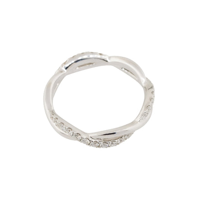 18k White Gold 0.60ctw Round Diamond Twisted Band Ring