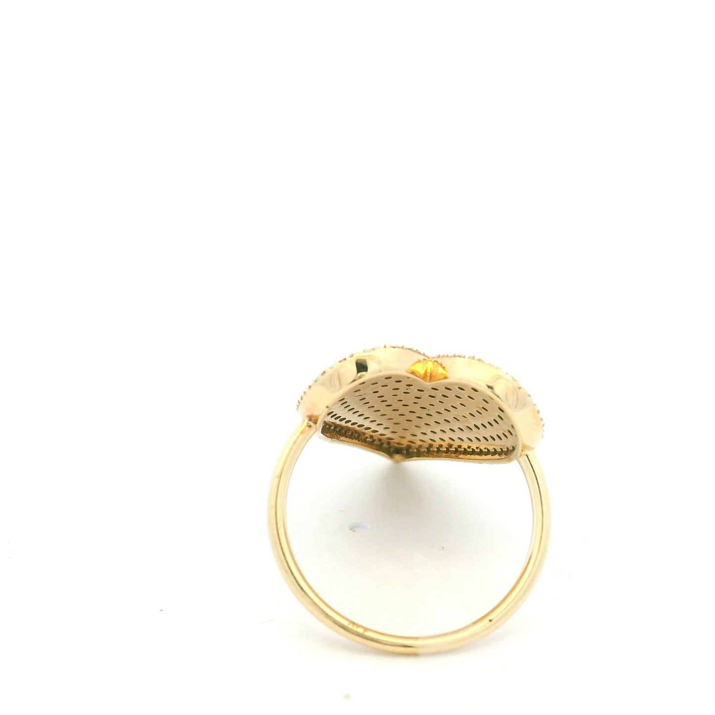 14K Yellow Gold Natural Round Brilliant Cut Diamond Pave Heart Ring