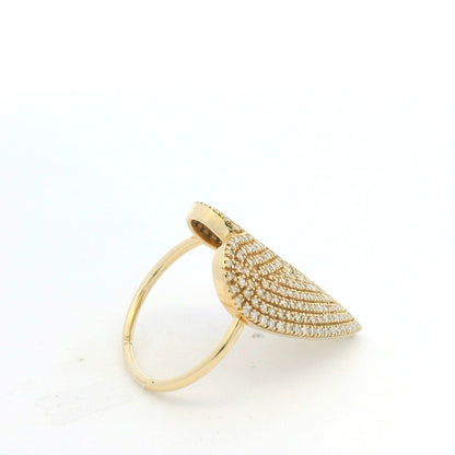 14K Yellow Gold Natural Round Brilliant Cut Diamond Pave Heart Ring