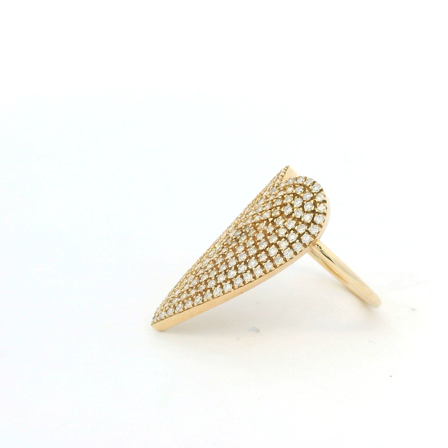 14K Yellow Gold Natural Round Brilliant Cut Diamond Pave Heart Ring