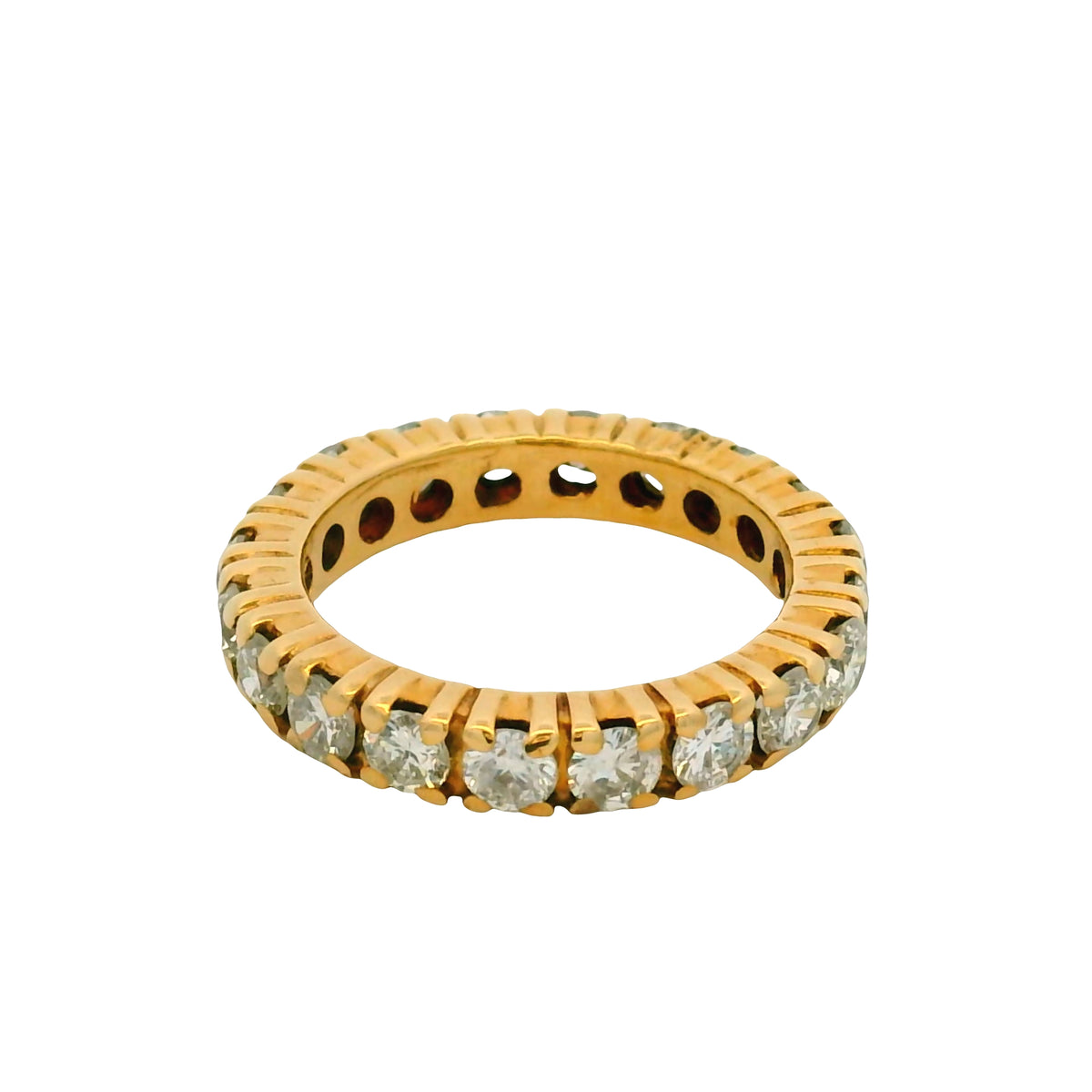 14k Yellow Gold Natural 2.0 Carat Round Brilliant Diamond Eternity Ring