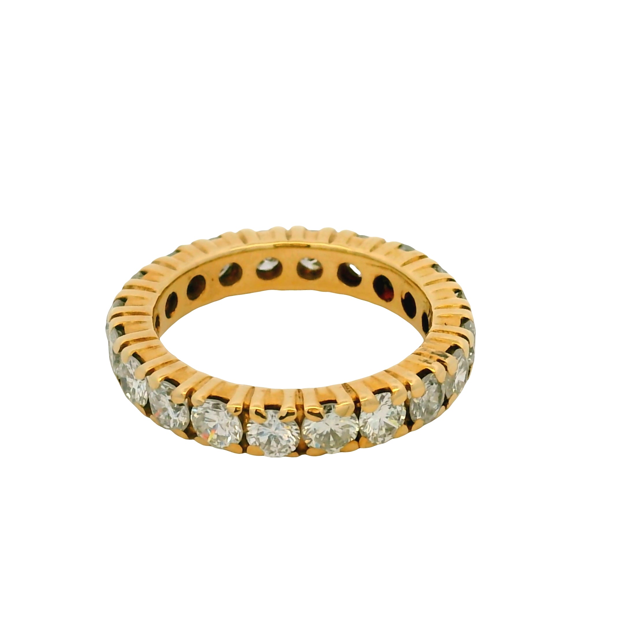14k Yellow Gold Natural 2.0 Carat Round Brilliant Diamond Eternity Ring