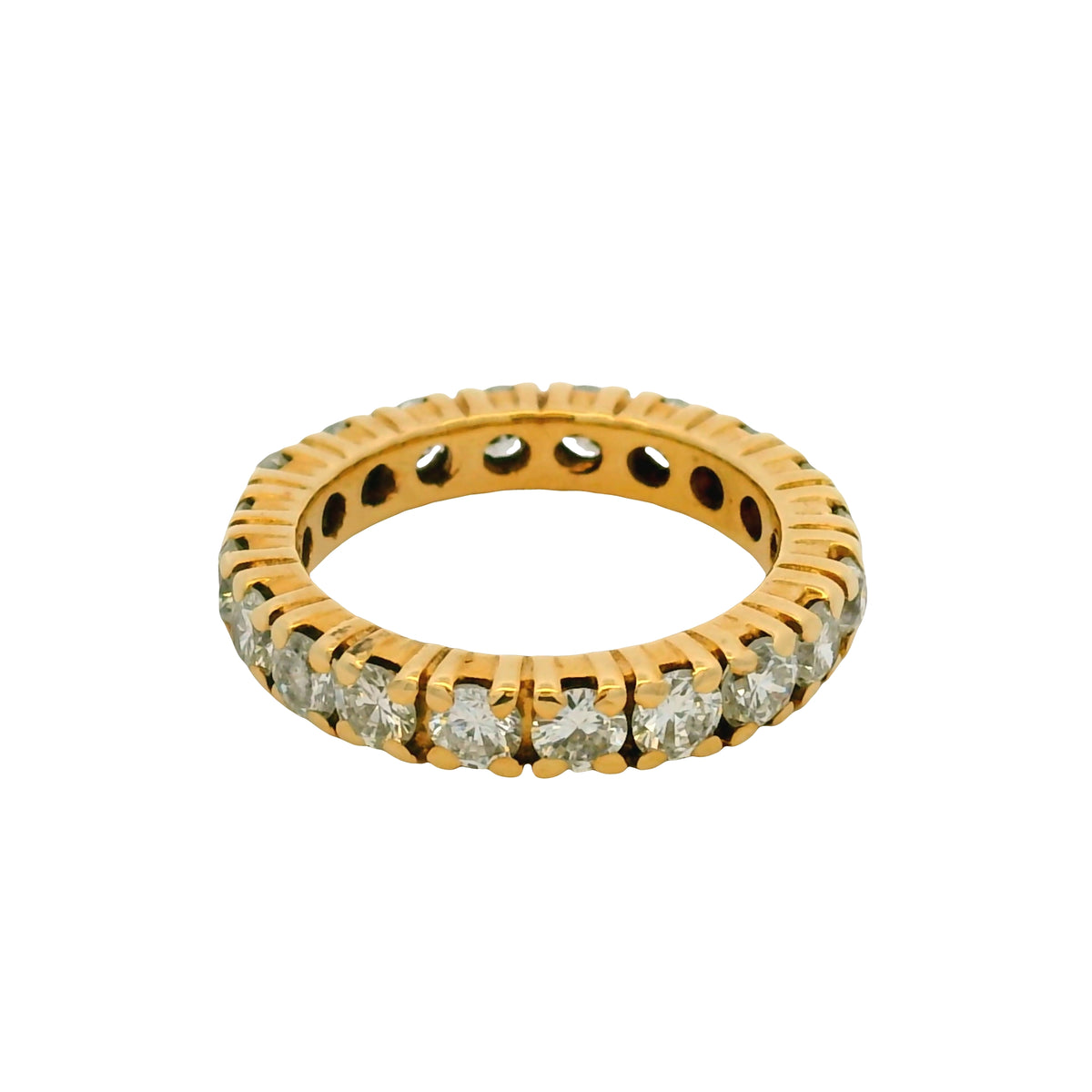 14k Yellow Gold Natural 2.0 Carat Round Brilliant Diamond Eternity Ring