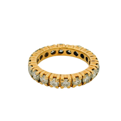 14k Yellow Gold Natural 2.0 Carat Round Brilliant Diamond Eternity Ring