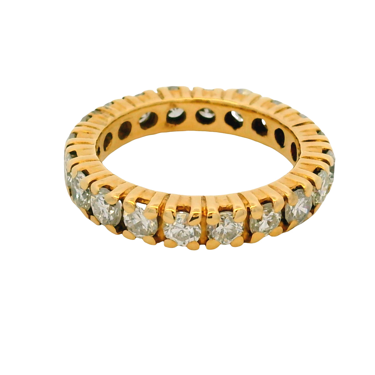 14k Yellow Gold Natural 2.0 Carat Round Brilliant Diamond Eternity Ring