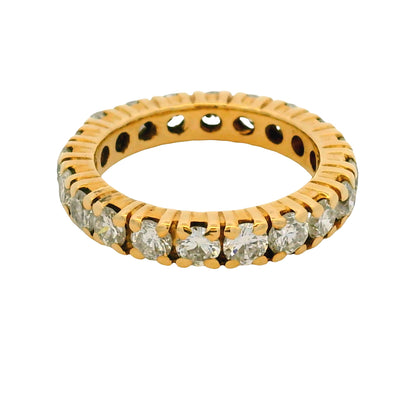 14k Yellow Gold Natural 2.0 Carat Round Brilliant Diamond Eternity Ring