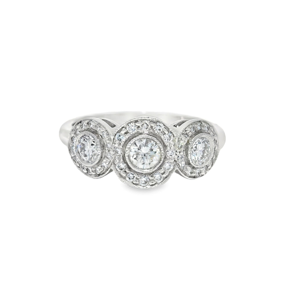 Tiffany & Co. Platinum 0.55 Carat Round Brilliant Diamond Halo 3 Circle Ring