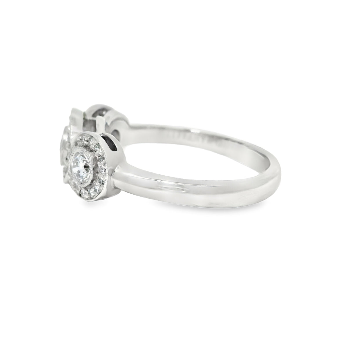 Tiffany & Co. Platinum 0.55 Carat Round Brilliant Diamond Halo 3 Circle Ring