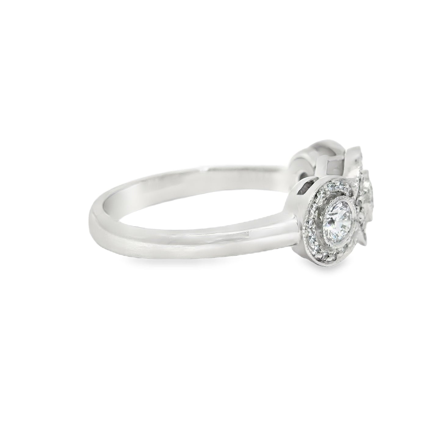 Tiffany & Co. Platinum 0.55 Carat Round Brilliant Diamond Halo 3 Circle Ring