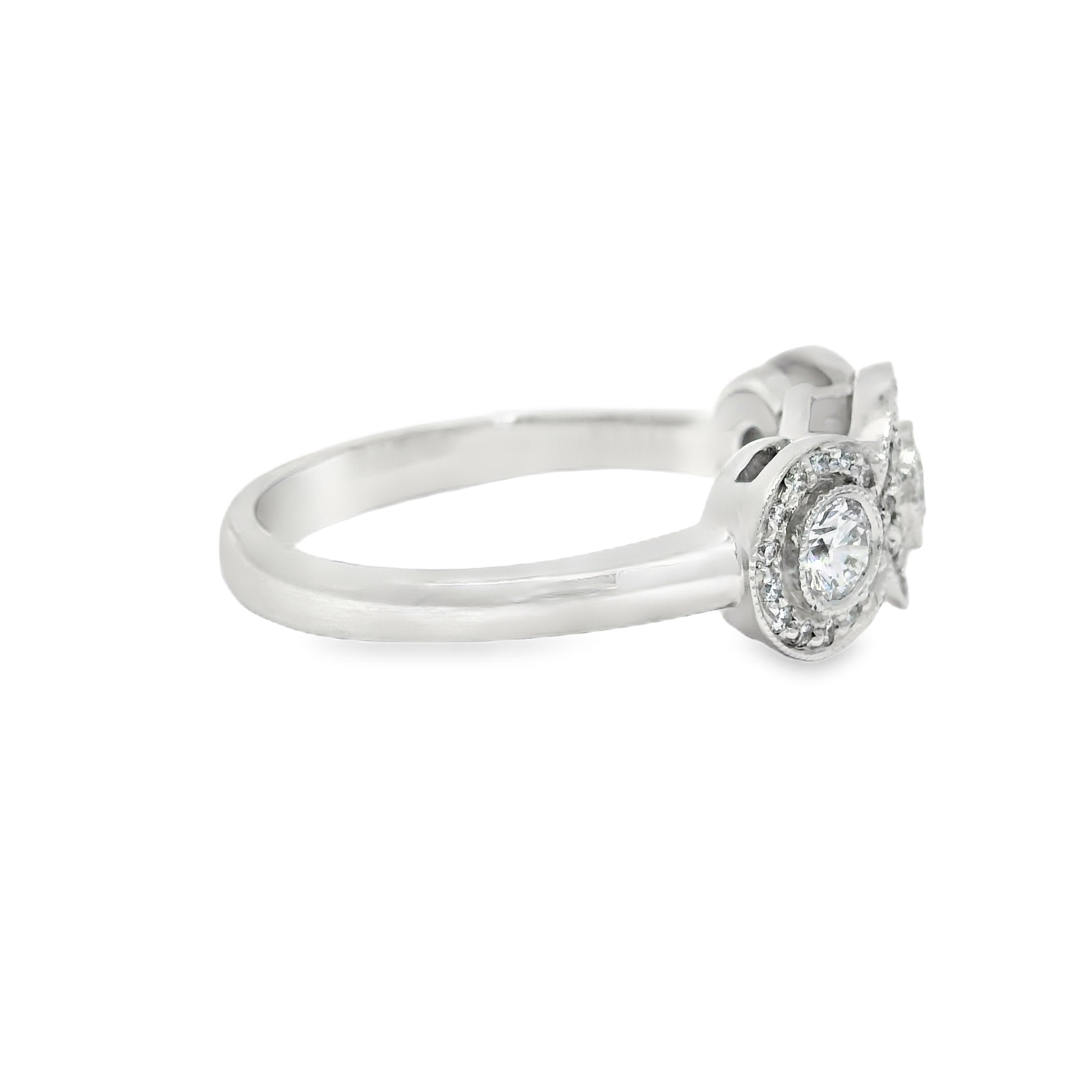 Tiffany & Co. Platinum 0.55 Carat Round Brilliant Diamond Halo 3 Circle Ring