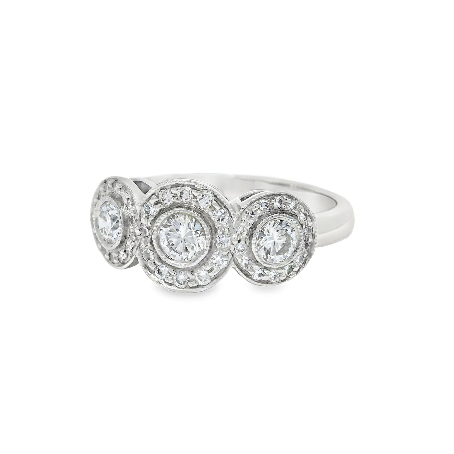 Tiffany & Co. Platinum 0.55 Carat Round Brilliant Diamond Halo 3 Circle Ring