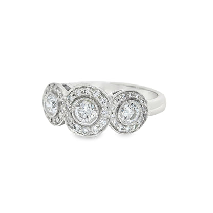 Tiffany & Co. Platinum 0.55 Carat Round Brilliant Diamond Halo 3 Circle Ring