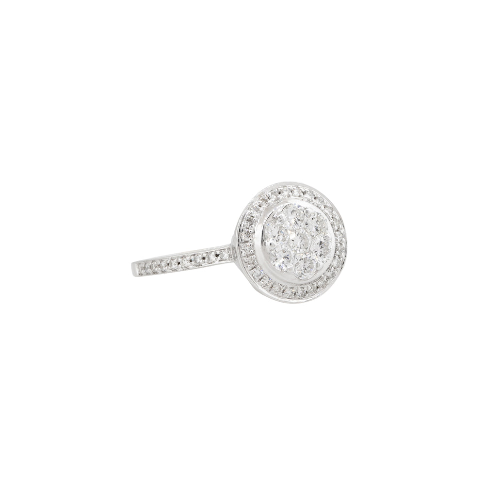 18k White Gold 0.60ctw Diamond Mosaic Cluster Halo Ring