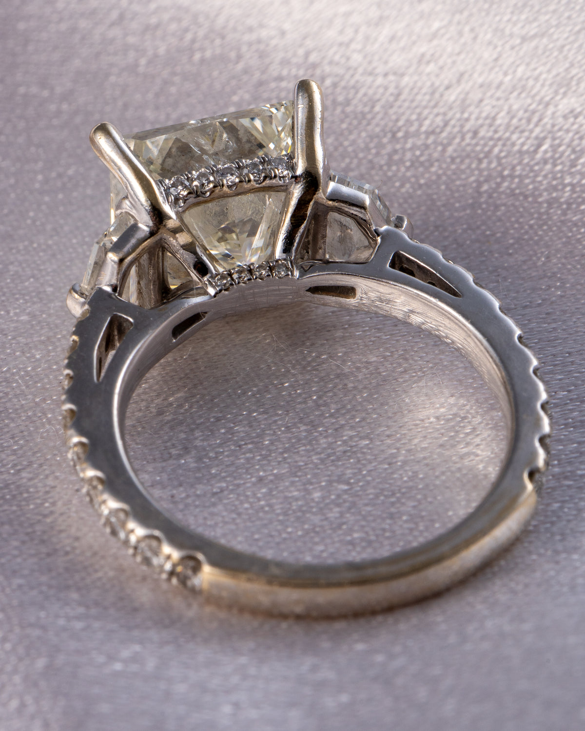 18k White Gold 5.54ctw Princess Cut Diamond Engagement Ring — product photo 3