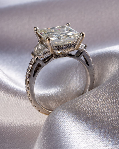 18k White Gold 5.54ctw Princess Cut Diamond Engagement Ring — product photo 4