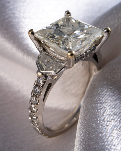 18k White Gold 5.54ctw Princess Cut Diamond Engagement Ring — product photo 5