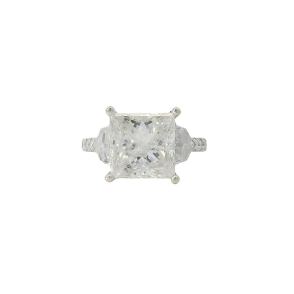 18k White Gold 5.54ctw Princess Cut Diamond Engagement Ring — product photo 1