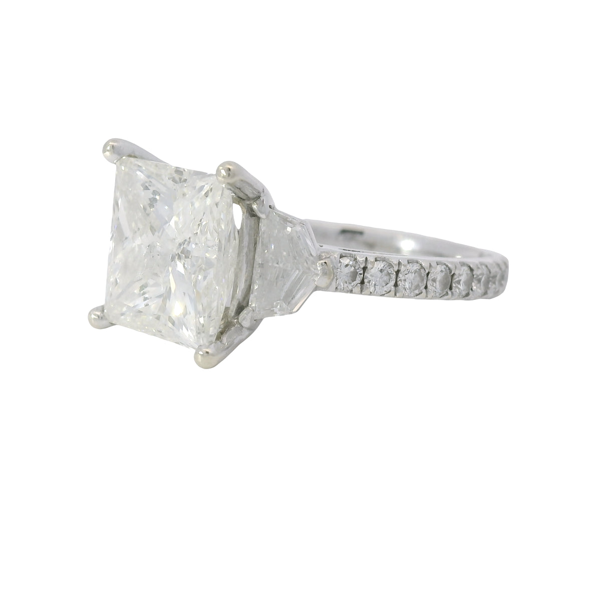 18k White Gold 5.54ctw Princess Cut Diamond Engagement Ring — product photo 10