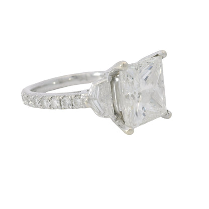 18k White Gold 5.54ctw Princess Cut Diamond Engagement Ring — product photo 16