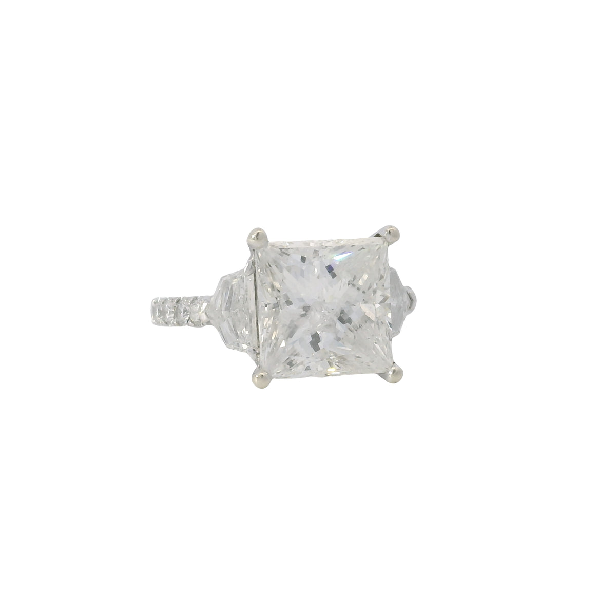 18k White Gold 5.54ctw Princess Cut Diamond Engagement Ring — product photo 20
