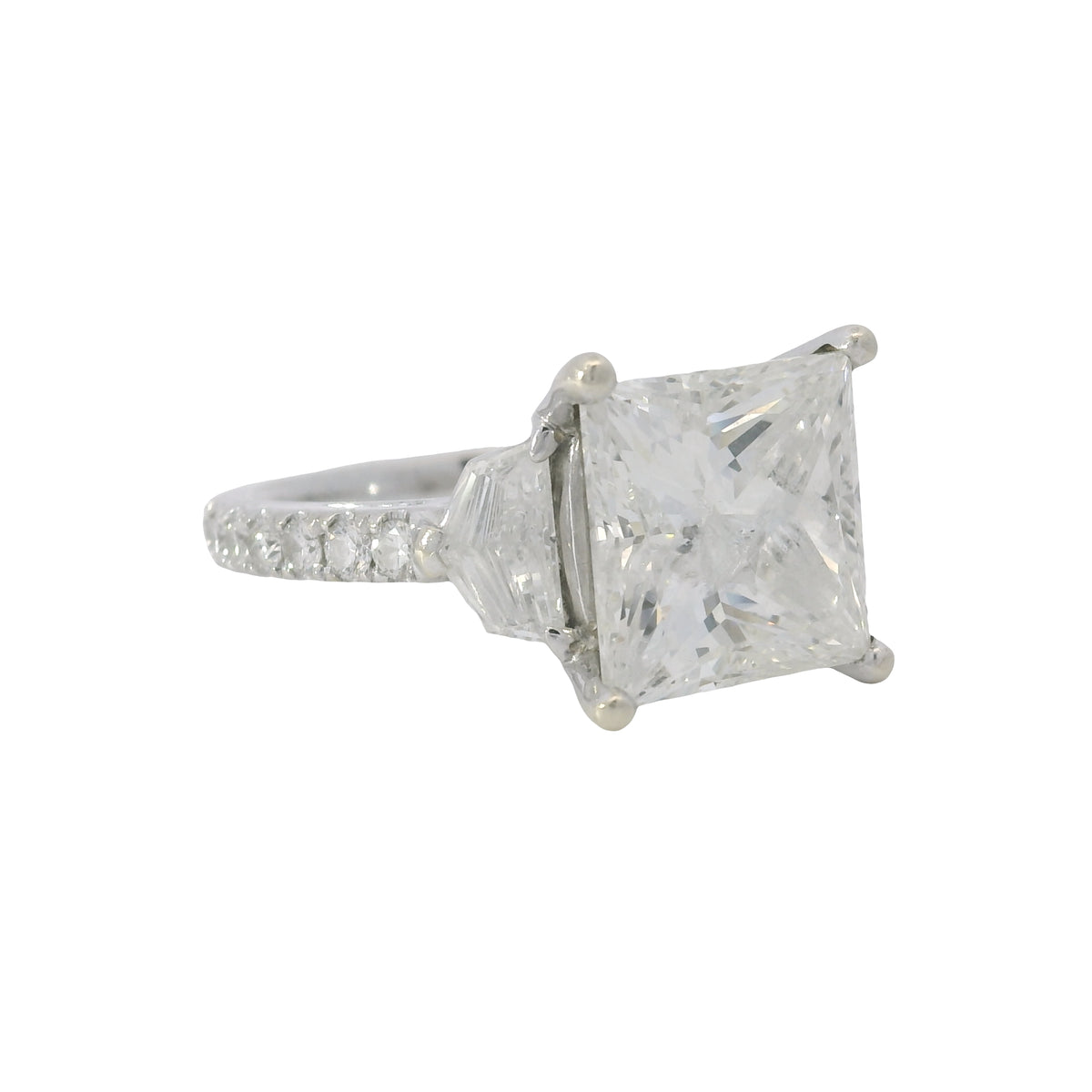 18k White Gold 5.54ctw Princess Cut Diamond Engagement Ring — product photo 6