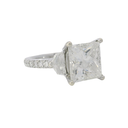 18k White Gold 5.54ctw Princess Cut Diamond Engagement Ring — product photo 6