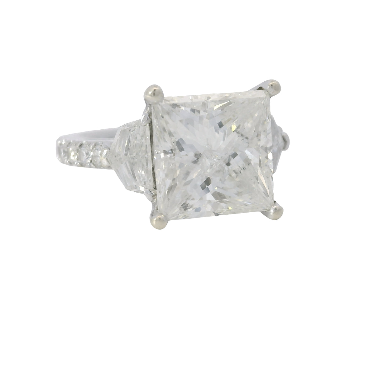 18k White Gold 5.54ctw Princess Cut Diamond Engagement Ring — product photo 7