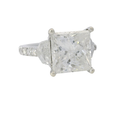 18k White Gold 5.54ctw Princess Cut Diamond Engagement Ring — product photo 7